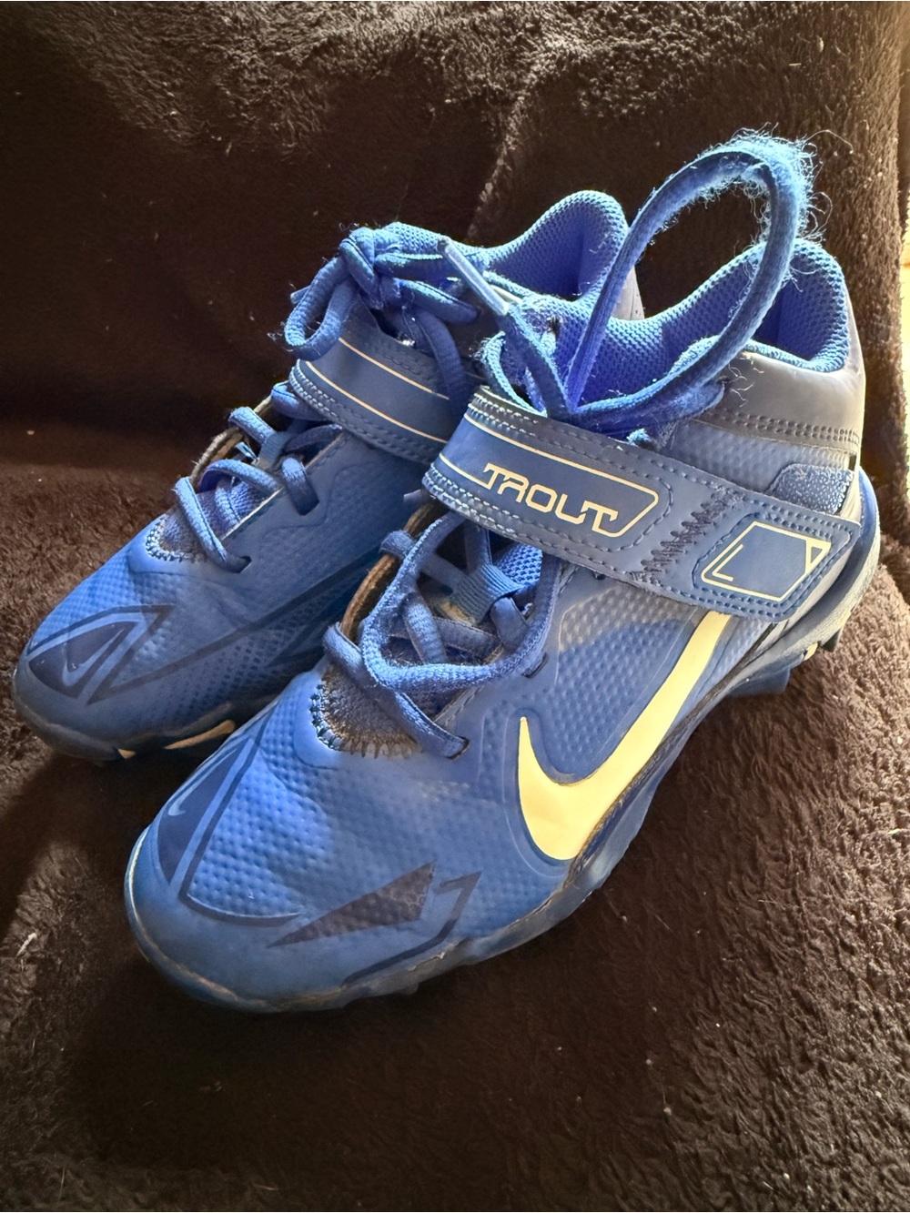 Nike Kids Blue and White Athletic Sneakers with Hook-and-Loop Strap